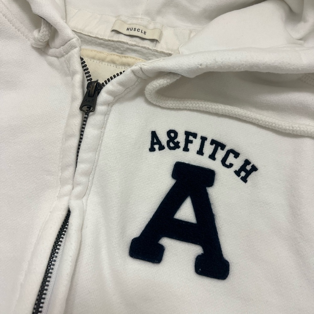 Abercrombie & Fitch Men's Medium 92 Muscle Hoodie Full Zip Jacket Vtg Y2K - Picture 3 of 7